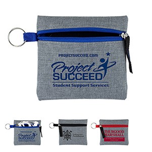 4-1/2" W x 4-1/2" H "CAPRI" Heathered Gray Zipper Pouch