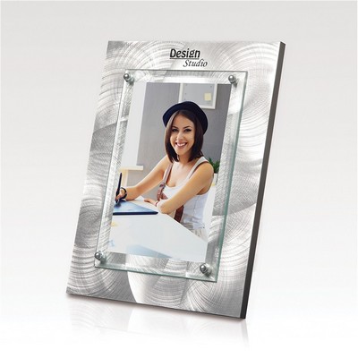 9" Silver Metal & Glass Plaque